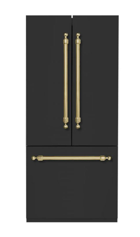 New In Box Hallman Classico 36" Counter-Depth Built-In Bottom Mount Refrigerator Panel-Ready (comes with Black Panels and Chrome Hardware or you can add your own custom panels)